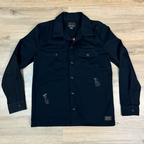 Limited Edition DC Shoe Co Black Button Up Shirt Tiger And Bones Graphic Size M - Picture 2 of 9